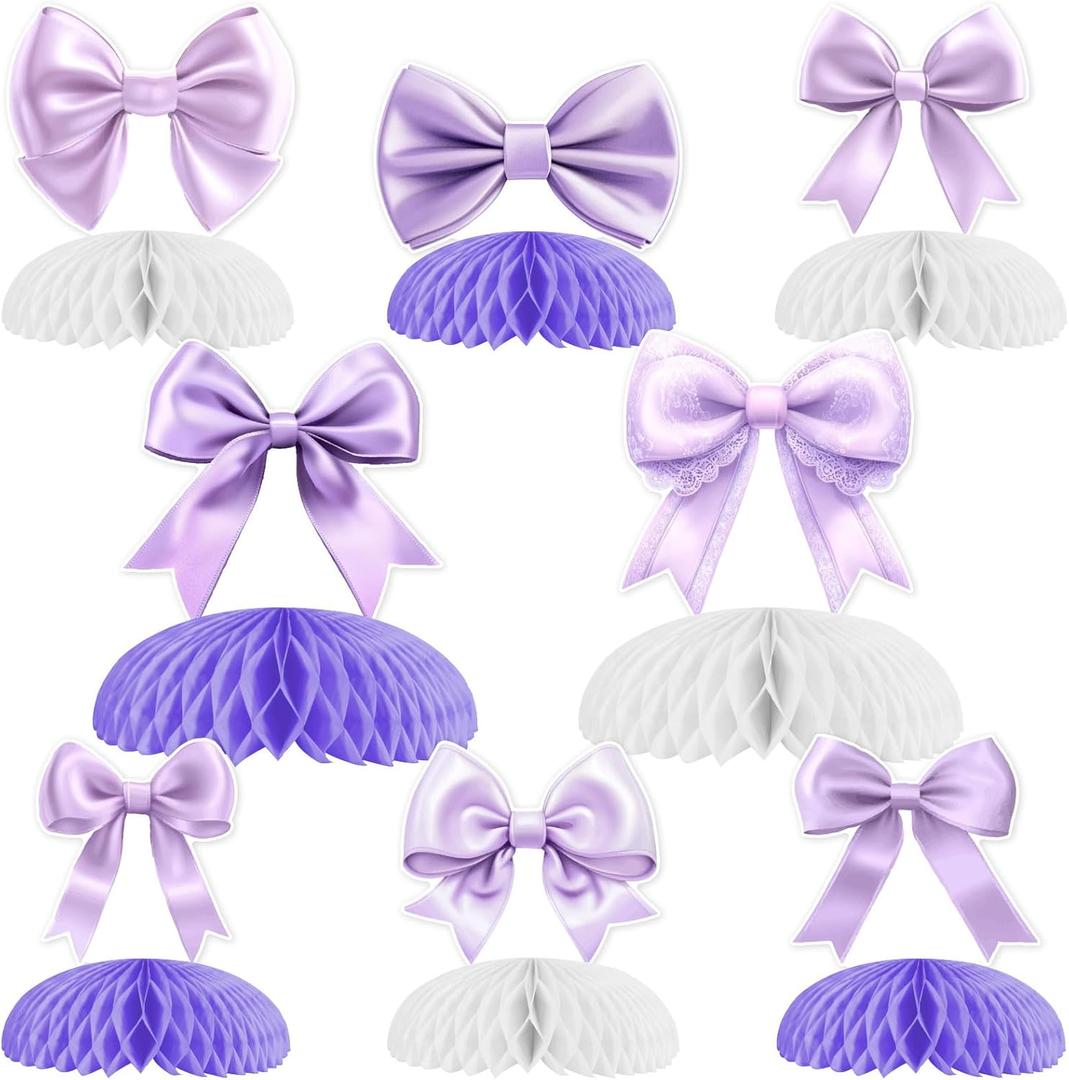 Kreatwow Purple Bow Party Decorations 8pcs Bow Honeycomb Centerpieces Table Decors Bow-Tie Birthday Decorations Bowknot Theme Bridal Shower Baby Shower Bachelorette Wedding Party Decor Kreatwow Purple Bow Party Decorations 8pcs Bow Honeycomb Centerpieces Table Decors Bow-Tie Birthday Decorations Bowknot Theme Bridal Shower Baby Shower Bachelorette Wedding Party Decor
