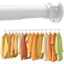 2 Pack Closet Rods for Hanging Clothes, 17-39 Inch No-Cut Stepless Adjustable Closet Rod, 1.3 Inch Heavy Duty Metal Closet Hanging Rod with Brackets, White Closet Bar for Closet, Laundry Room, RV
