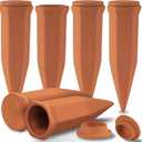 Soilagua Large Terracotta Watering Spikes with Lids, Automatic Plant Waterer Outdoor | Indoor, Vacation Friendly Clay Plant Watering Devices System, Slow Release Self Watering Planter Insert, 6 Pack