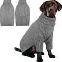 IECOii XXL Dog Sweater,Thermal Knit Big Dog Sweater with Sleeve,Pet Turtleneck Doggy Sweatshirt for Extra Large Dogs Boy Girl,Stretchy Large Dogs Cold Weather Outfit Pitbull Clothes,(Light Grey,XXL)