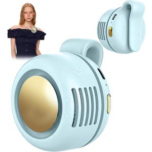 Ahuccf Portable Clip-On Fan, Mini USB Rechargeable 360Â° Rotatable Fan, 3-Speed Silent Mini Bladeless Fans (Blue)