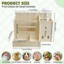 Hamiledyi Rabbit Hay Feeder Guinea Pig Food Holder Bunny Wooden Food Bin Feeder with Water Bottle Small Animals Hay Manger Wood Food Bowls for Guinea Pigs Rabbits Chinchillas Bunnies