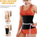 SCARBORO Waist Trainer for Women Belly Fat Sauna Sweat Waist Trimmer Corset for Stomach Wrap Workout Belt Shaper Band Zipper (Large, Black-blue Inner)