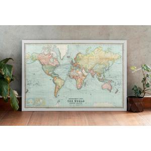 Historic Pictoric Map, 1914 Bartholomew's chart of the world on Mercator's projection, Vintage Wall Art : 36in x 24in