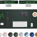 Leather Desk Pad Protector - 48" x 17" Non-Slip PU Leather Large Mouse Pad, Waterproof Desk Blotter Mat for Office and Home (Dark Green)