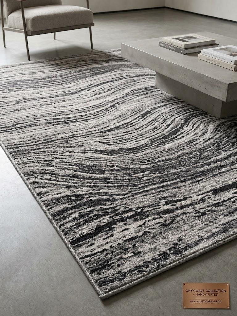 Area Rugs 9x12 for Living Room, Super Soft Fluffy Rugs for Bedroom, Modern Shaggy Rug Fuzzy Carpets for Kids, Plush Indoor Nursery Home Decor Rug with Non-Slip Bottom, Black White