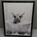 Highland Cow in Bathtub Wall Decor for Bathroom, Funny Animal Painting Pictures Canvas Wall Decor, Cute Animal Poster Art for Bathroom, Modern Black Frame Canvas Prints Ready to Hang 16"x20" (PH-009)