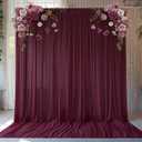 10ft x 10ft Burgundy Backdrop Curtains, Wrinkle-Free Sheer Chiffon Fabric Photo Backdrop Drapes for Wedding Arch Party Ceremony Stage Photography Decorations (5ft x 10ft, 1 Panel)
