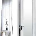 SCWF-GZ 57x16 Door Hanging Full Length Mirror, Floor Stand (Height 5.7ft just Body in1.3ft) Wall Mounted Metal Frame Rectangle Dressing Mirrors for Bedroom Bathroom Room 57 inch Silver