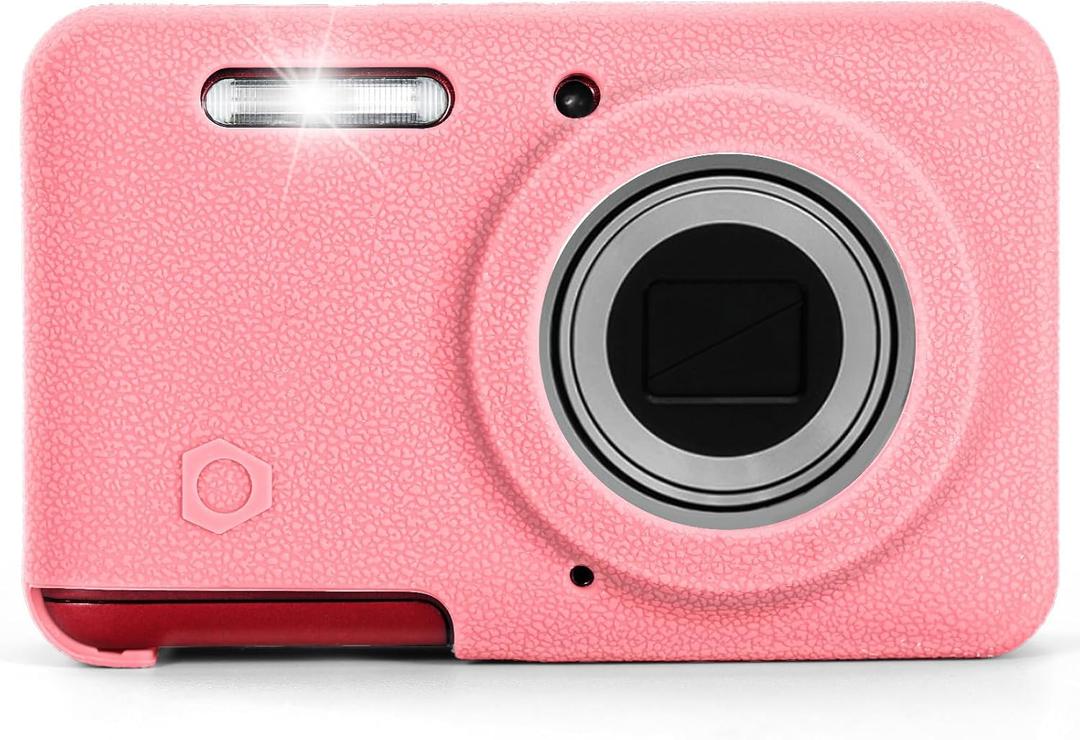 Soft Silicone Camera Case Compatible with Kodak PIXPRO FZ55 Digital Camera, Top Grain Leathr Silicone Cover (Chalk Pink)
