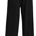 YOKGO Womens Wide Leg Pants Elastic Waisted Casual Palazzo Pant Travel Vacation Beach Trousers with Pockets M