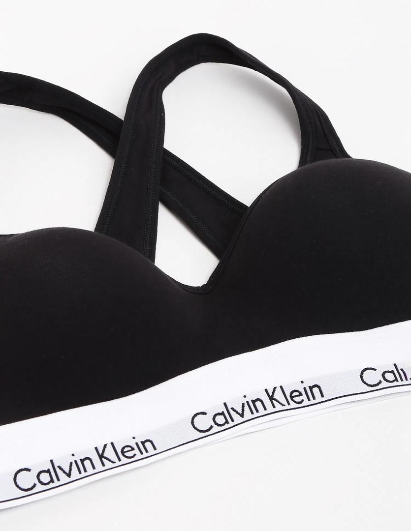 CALVIN KLEIN UNDERWEAR Women Black Solid Crossback Bralette, Size Medium