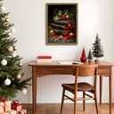 Framed Christmas Wall Art, Vintage Christmas Book Paintings, Retro Canvas Prints Decor, Rustic Winter Holiday Pictures Wall Decor for Bedroom Christmas Decoration Gifts  12x16in