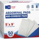 GauzeCare Sterile Abdominal ABD Combine Pads| 50Pack, 5 x 9 Inches| Extra Absorbent & Thick, Individually Wrapped Wound Dressing, First Aid Pads| SurgicalGrade, Nonstick for Heavy Leakage, Post Op