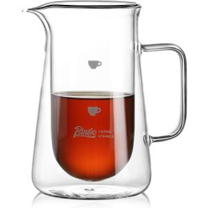 Double Wall Glass Coffee Carafe - 400ML/14oz Small Coffee Decanter Coffee Server for Pour Over, Coffee Pot, Borosilicate Glass For Coffee, Tea, Whiskey, Cocktails & All Beverages