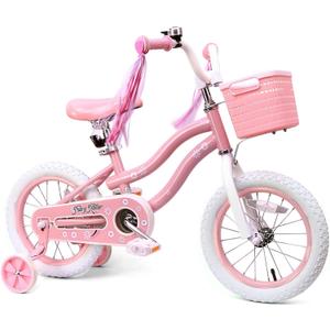 Girls Bike for Kids 3-5, Kids Bike with Training Wheels, Basket, Coaster Brake, Streamers, 16 inch Pink Pedal Bike for Kids, Birthday Gift (14")