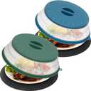 4 in 1,WENWELL Vented Collapsible Microwave Splatter Cover & Mat,Kitchen dish bowl Plate lid for Food,Dishwasher-Safe,BPA-Free Silicone & Plastic