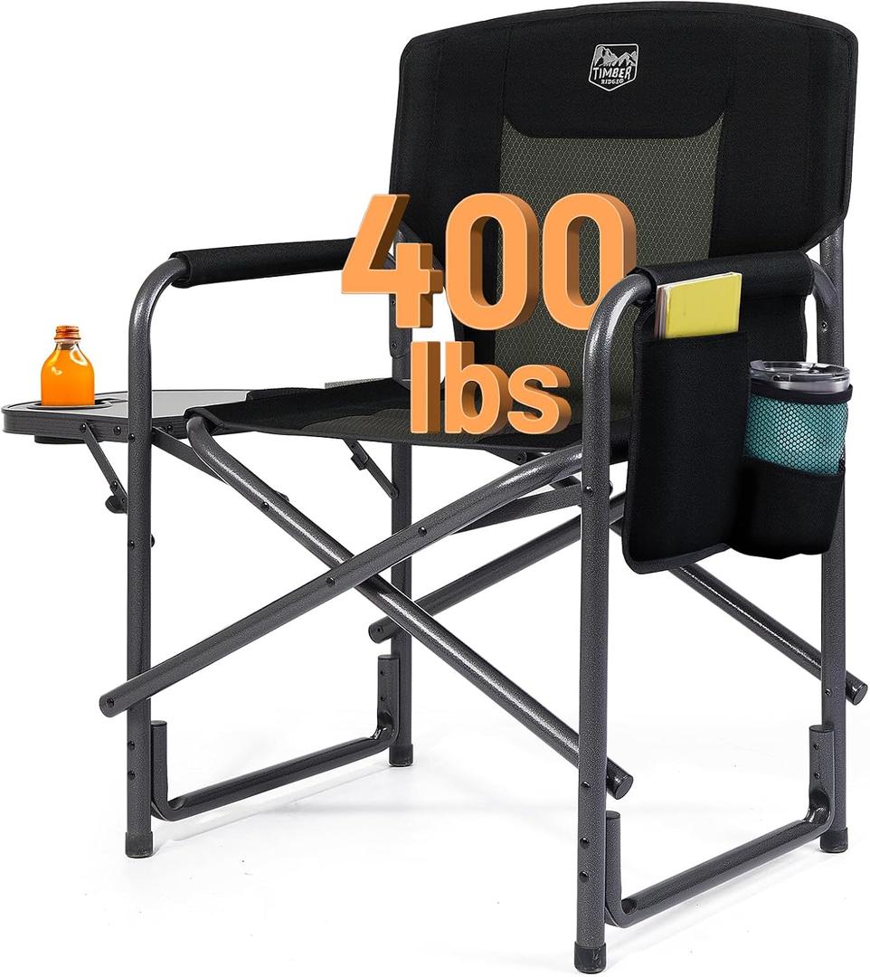 TIMBER RIDGE Aluminum Oversized Camping Chair, Support 400lbs, 47D x 64W x 87H CM
