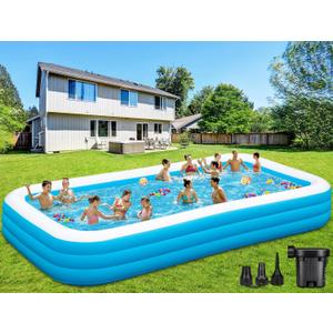 Extra Large Inflatable Pool for Adults, 180"x76"x22" Oversized Thickened Swimming Pool with Air Pump, Full Size Family Big Blow Up Pools for Backyard Garden Lawn Indoor Outdoor Summer Water Party