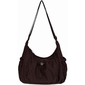 Plaid Crossbody Bags, Slouchy Hobo Crossbody Bag, Cute Messenger Bag, Nylon Crescent Crossbody Purse, Trendy Everyday Purse
