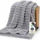 Bedsure GentleSoft Grey Throw Blanket for Couch, Father Birthday Gifts for Men Husband Him Dad, Cozy Soft Blankets for Women, Cute Small Fleece Throws, Light Grey, 88x88