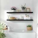 36 Inch Black Wood Floating Shelves for Wall Rustic Wall Shelf for Bedroom Living Room Set of 4, 36Incn