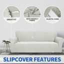 ZNSAYOTX 1 Piece Jacquard Couch Covers for 3 Cushion Couch High Stretch Sofa Cover for Pets Dogs Anti Slip Extra Large Sofa Slipcovers Furniture Protector (X-Large, Ivory)