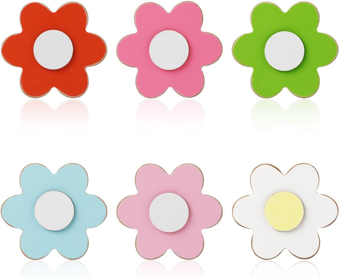 6 Pcs Daisy Decorations, Colorful Daisy Tiered Tray Decorations Table Centerpiece Farmhouse Rustic Wooden Daisy Flower Decor Set for Spring Summer Holiday Party Home