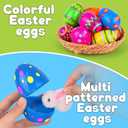 60 PCS 3.1" Plastic Printed Easter Eggs Bulk, Bright Colorful Fillable Empty Easter Eggs Bulks for Egg Hunt, Kids Easter Basket Stuffers Fillers Classroom Prizes Rewards Party Favors for Boys Girls