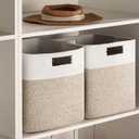 UBBCARE Set of 4 Storage Cubes-13 X 13 X 13 In, Cotton Rope Basket for Shelves, Toys, Book, Cube Storage Bin with Handles, Woven Storage Basket for Organizing, White/Brown