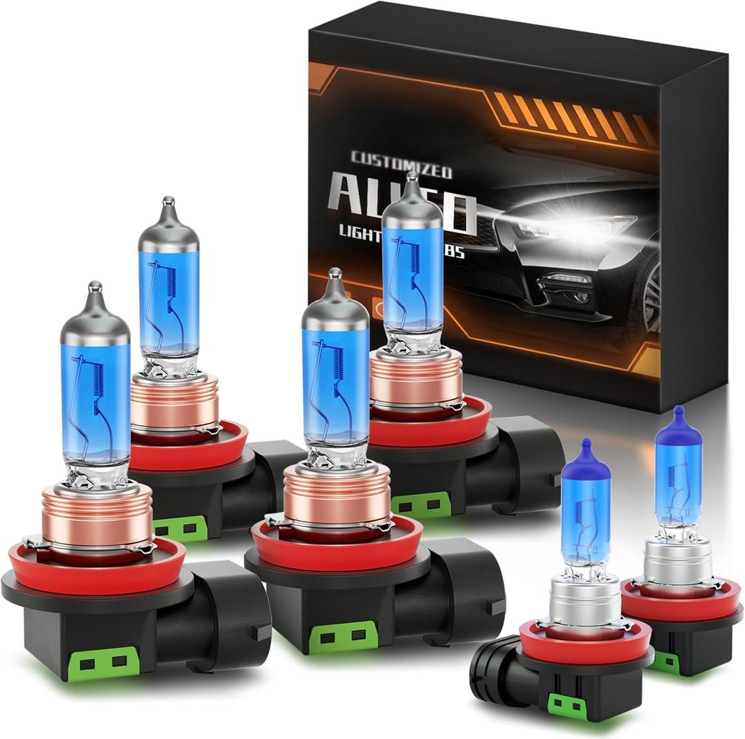 XFLHEHD Fits for 2019 2020 2021 Jeep Grand Cherokee Halogen Headlight Bulbs Combo, Ultra Bright 5000K White High Low Beam Headlight Bulbs and Fog Light Bulbs, Plug and Play, 6 Pack