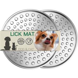 Stainless Steel Lick Mat for Dogs Cats, Slow Feeder Lick Pad for Aggressive Chewers, Non-Slip Heavy Duty Base, Mental Stimulation for Anxiety Reducer, Whisker-Friendly for Cat (Small-2Pack)