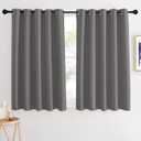 NICETOWN Short Blackout Grey Curtain for Bedroom - Thermal Insulated Solid Grommet Room Darkening Wide Window Treatment Sound Reducing for Kids Room (1 Panel, W66 x L54)