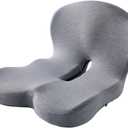 Orthopedic Memory Foam Car Seat Cushion for Sciatica & Back Pain Relief - Ergonomic Non-Slip Office Chair Cushion & Car Cushions for Long Driving with Lumbar Support, Universal Fit (Grey), Large
