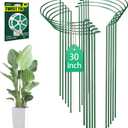 10 Pack 30 Inch Plant Support Stakes, Heavy-Duty Half Round Peony Support Ring Cage, Metal Garden Plant Stakes for Outdoor Plants - Peony, Tomato, Hydrangea with Cuttable Plant Ties