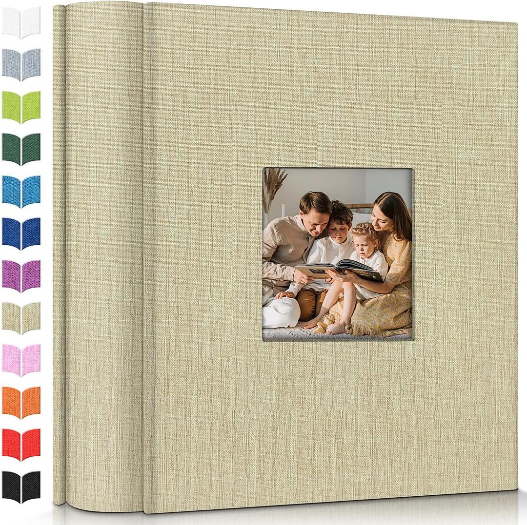 Artfeel Photo Album 4x6 with 1000 Pockets,Slip-in Picture Albums,Linen Cover Memory Book with Front Window,White Page Vertical Photo Book for Wedding,Family,Anniversare,Baby,Vacation (Beige)