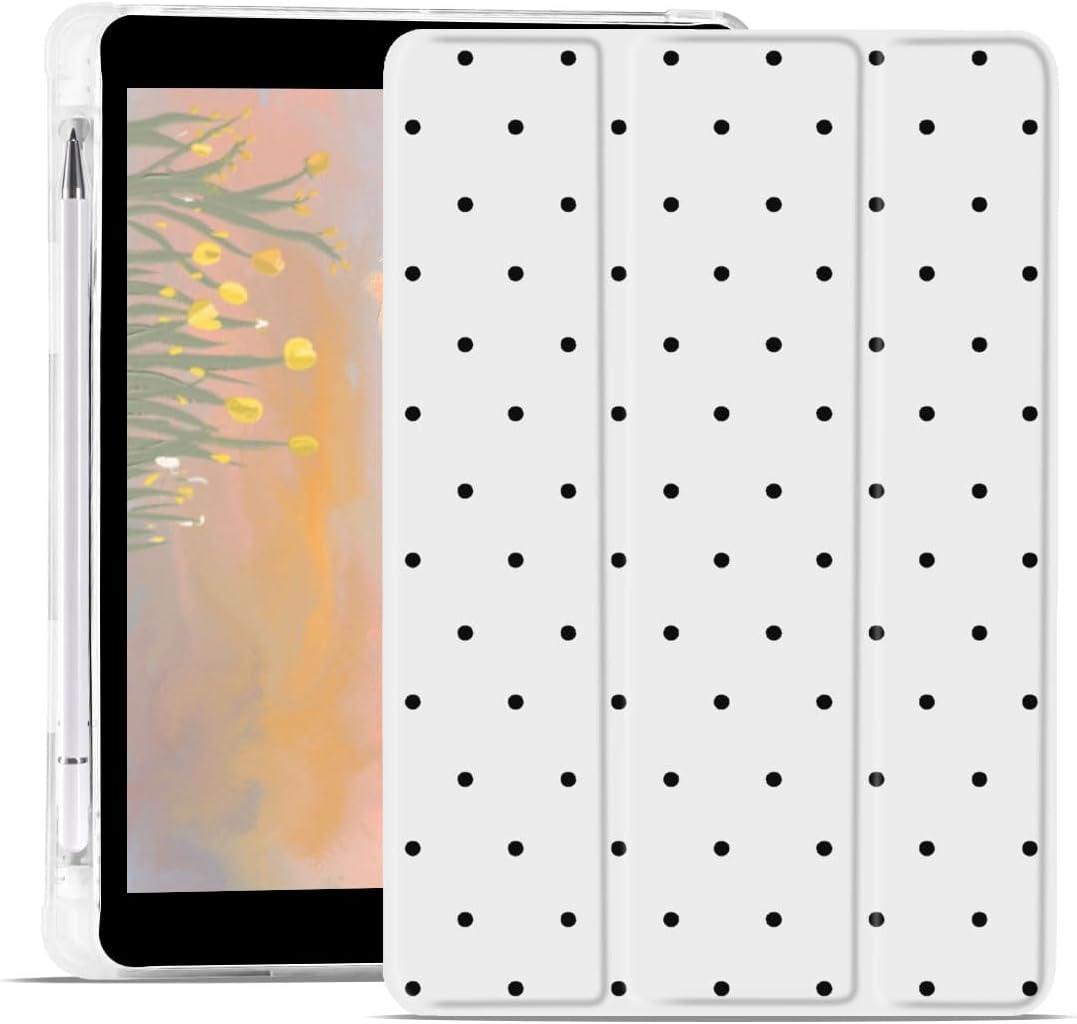 Cute Polka Dot Printed Case for iPad (A16) 11th Generation 2025 11" /iPad 10th Generation 2022 10.9" Aesthetic Design Leather Protective Case Foldable Soft Back Cover with Pencil Holder