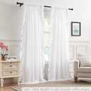 White Ruffle Curtains 72 Inches Long 2 Panels Set for Bedroom Living Room Rod Pocket Light Filtering Romantic Victorian Curtains for Girls Nursery Room Soft Fabric Window Privacy Decor Farmhouse 52x72