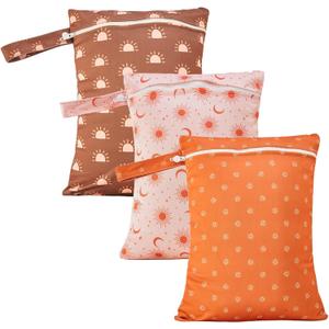 Happy Flute 3 Set Wet Bag Storage Bag Waterproof Washable Travel Bags, Beach, Pool, Gym Bag for Swimsuits & Wet Clothes for Baby(Sun)