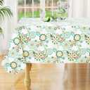 misaya Rectangle Waterproof Vinyl Table Cloth, Wipeable Tablecloth with Flannel Backing, Plastic Table Cover for Dinner, Picnic, Indoor and Outdoor (Paisley Flower, 54" x 78")