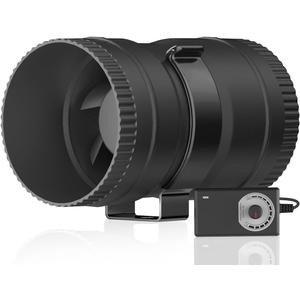 Hon&Guan 3 Inch Inline Blower Fan with Speed Controller 120 CFM with 20W Ultra-Low Power and Low Noise (Black Basic)
