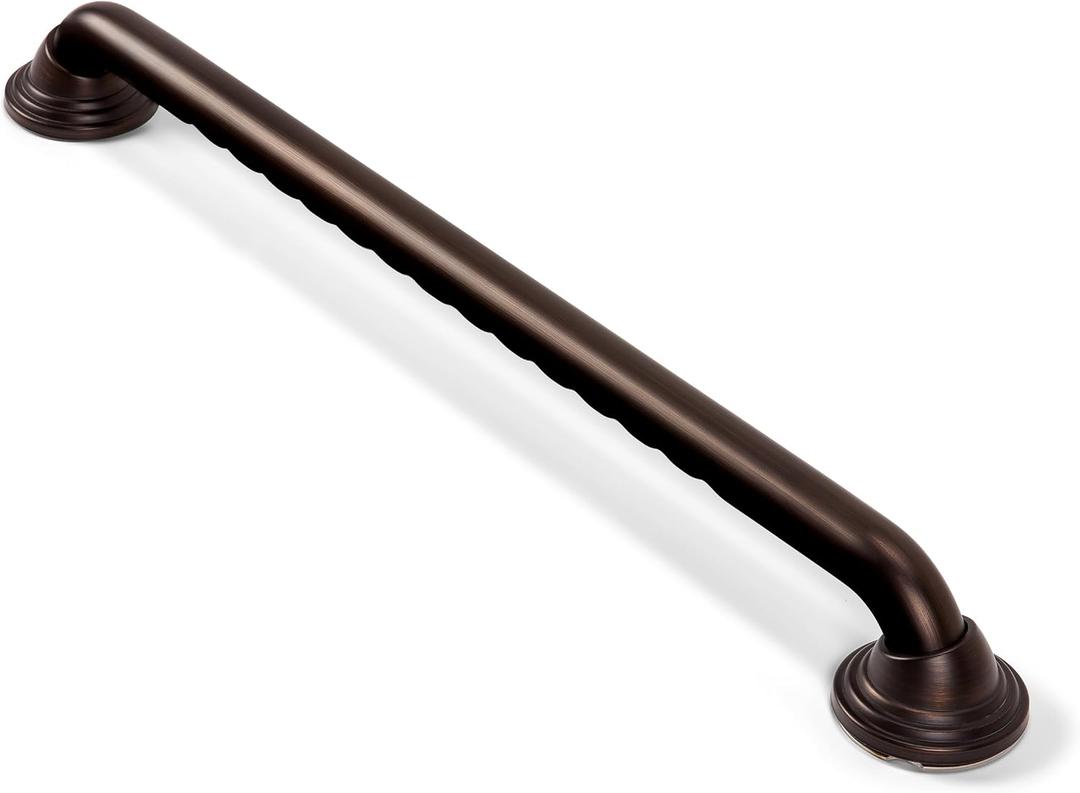 Seachrome 24 inch Finger Grip Grab Bar for Bathroom, Curl Grip, ADA Safety Grip Assist Shower Rail for Elderly and Seniors, Stainless Steel, Oil Rubbed Bronze