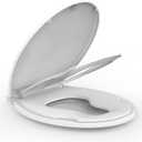 Slow Close Elongated Toilet Seat with Child Seat - Soft Quiet Closing Lid, Toilet Seat Replacement Easy Clean & Quick Install Design, Stain-Resistant PP Material, Universal Fit for Most Toilets, White