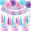Yinder Pink Spider Birthday Party Decorations Pack Include 6 Paper Pom Poms 1 Spiderweb Happy Birthday Garland Banner 30 Balloons 1 Hanging Tassel Hero Decorations for Women Party Decors