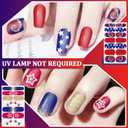SILPECWEE 20 Sheets 4th of July Nail Wraps Independence Day Nail Polish Stickers Patriotic American Nail Polish Strips Self Adhesive Fingernail Sticker Nails for Women with Nail File