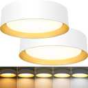 BrightHome Flush Mount Ceiling Light White, 13in 2600LM 25W, LED Ceiling Light Fixture 5CCT 2700K 3000K 4000K 5000K 6000K, Dimmable Ceiling Lamp for Bedroom Hallway, 2 Packs, White and Gold