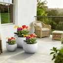 Kante Set of 3 White Concrete Bowl Planters 19.9" 15.7" 11.8" Dia