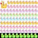 Gemscream 100 Pcs Mini Resin Ducks Luminous Summer Resin Ducks Figurines with Nurse Hat Glow in The Dark Tiny Animals Figures for Landscape Garden Potted Plants Party Decor