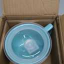 Ceramic Soup Bowl with Handle 32oz  Microwave Ramen Bowl with Lid, Soup Mugs & Cups for Cereal, Oatmeal, Ramen, Instant Noodle, Soup Container with Lid - (Blue)