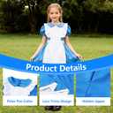 Kids Halloween Costume for Princess Costume Girls Kids Cute Blue Dress for Birthday Dress Up (7-8Years / 130)
